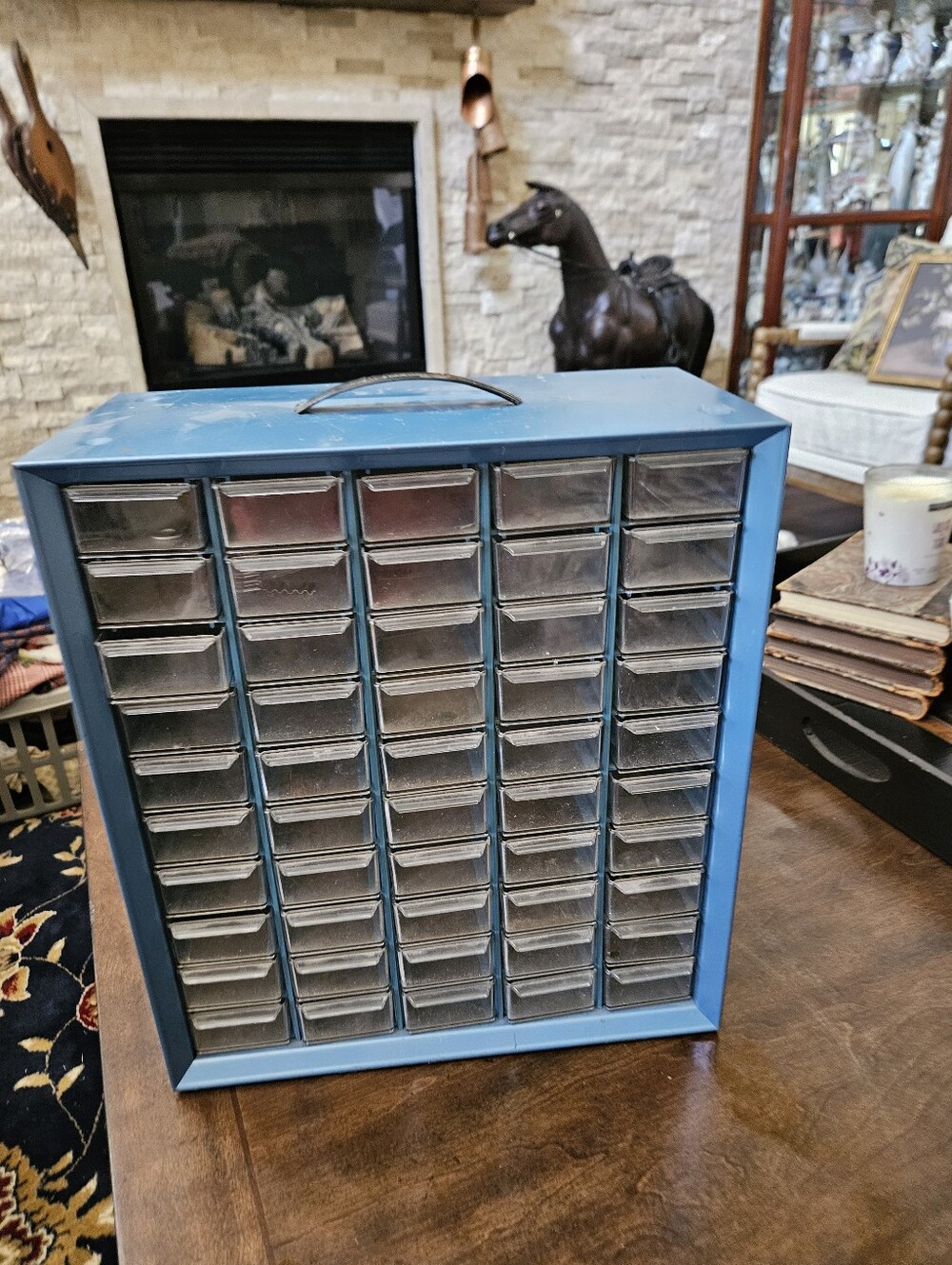 Akro-Mils Blue Multi-Drawer Storage Organizer Cabinet - Portable Parts Bin